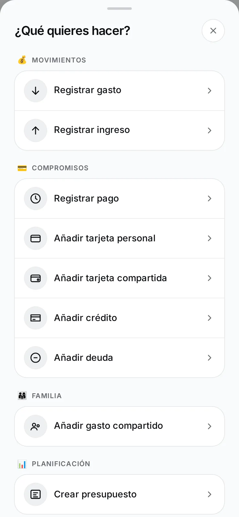 Captura real de LosReales+ — Centro de Acciones