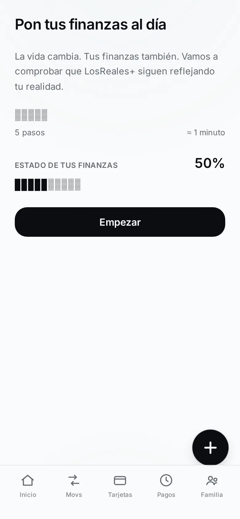 Captura real de LosReales+ — Pon tus finanzas al día