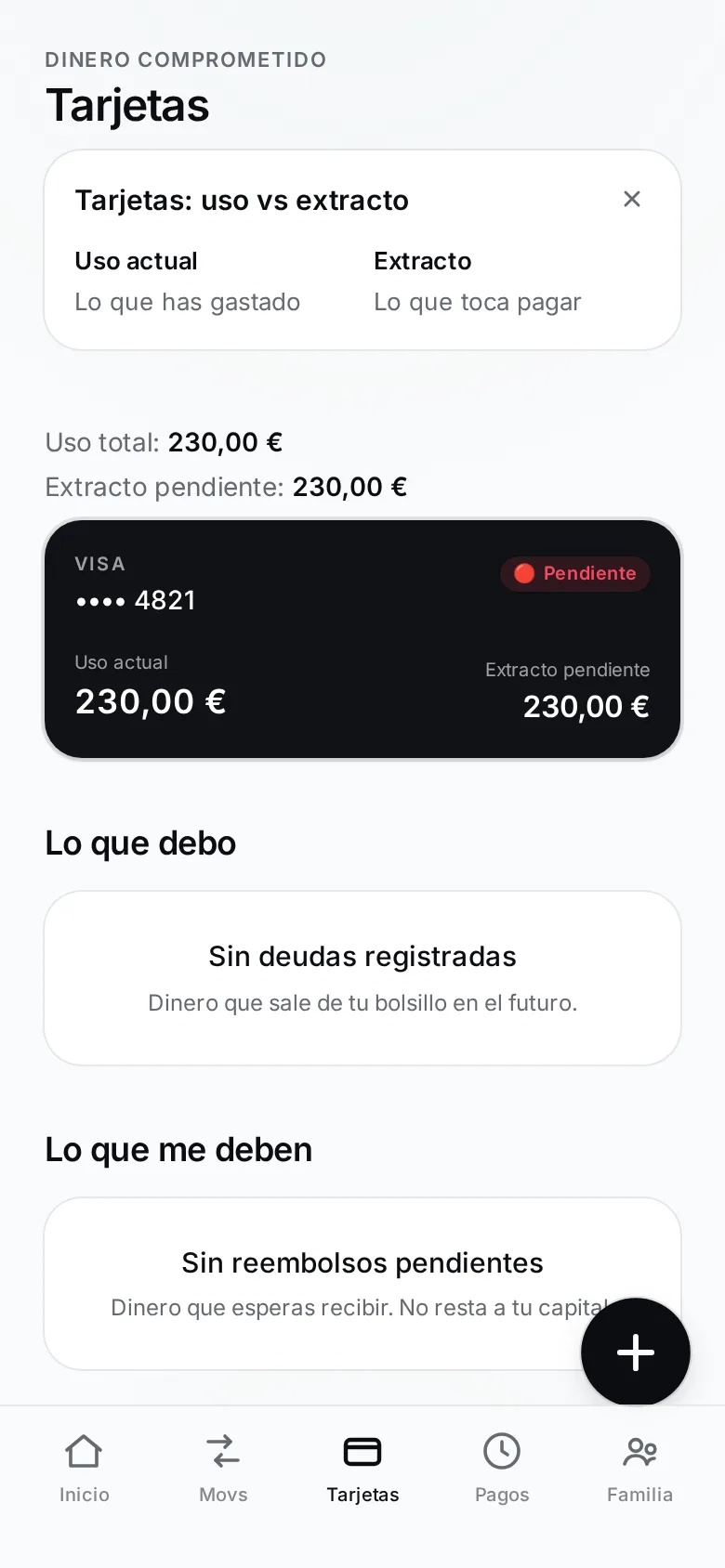 Captura real de LosReales+ — Tarjetas